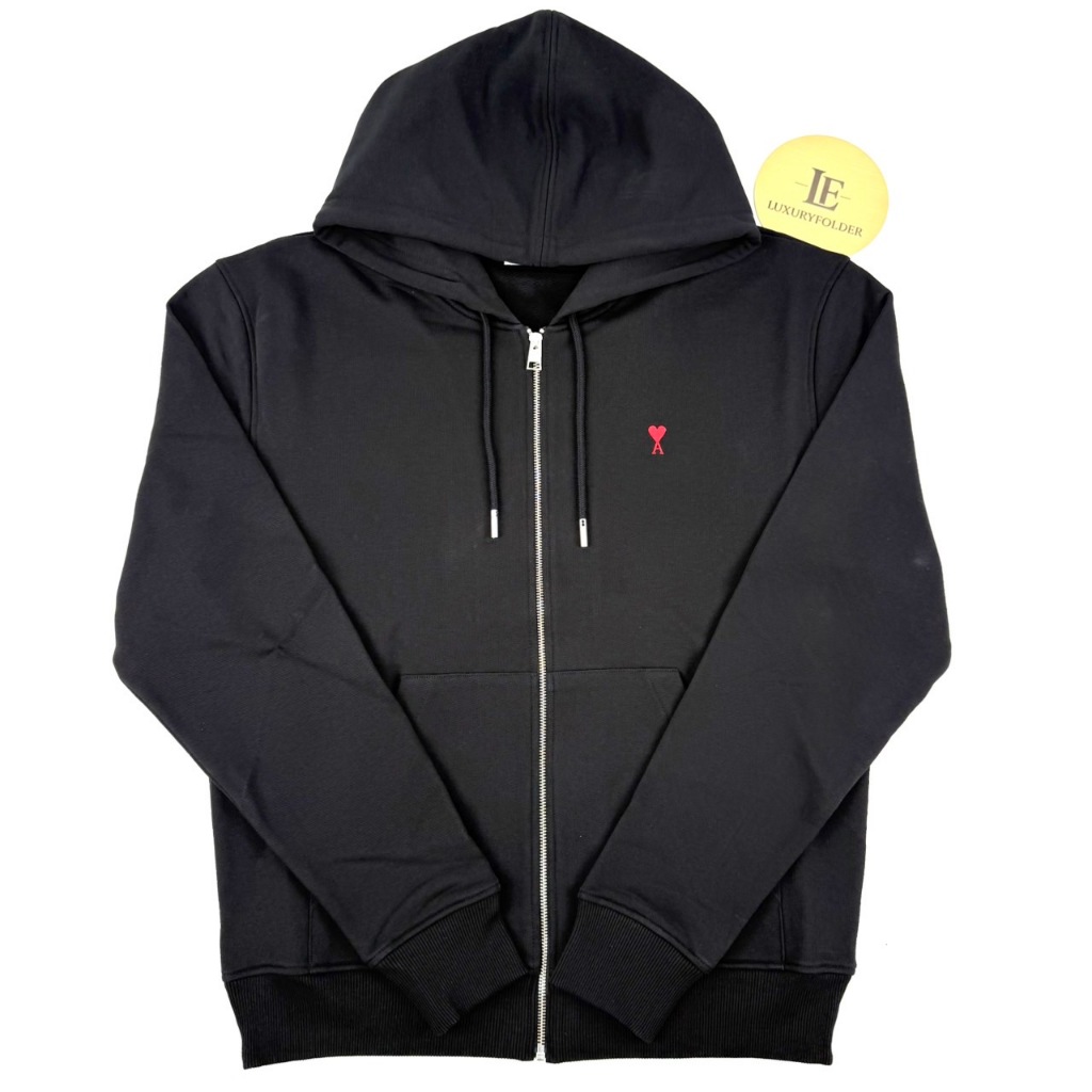 เสื้อฮู้ดซิป Ami de Coeur Zipped Hoodie BFUSW435 730 001 สี Black สแกนQRเช็คได้ ของแท้ 100%