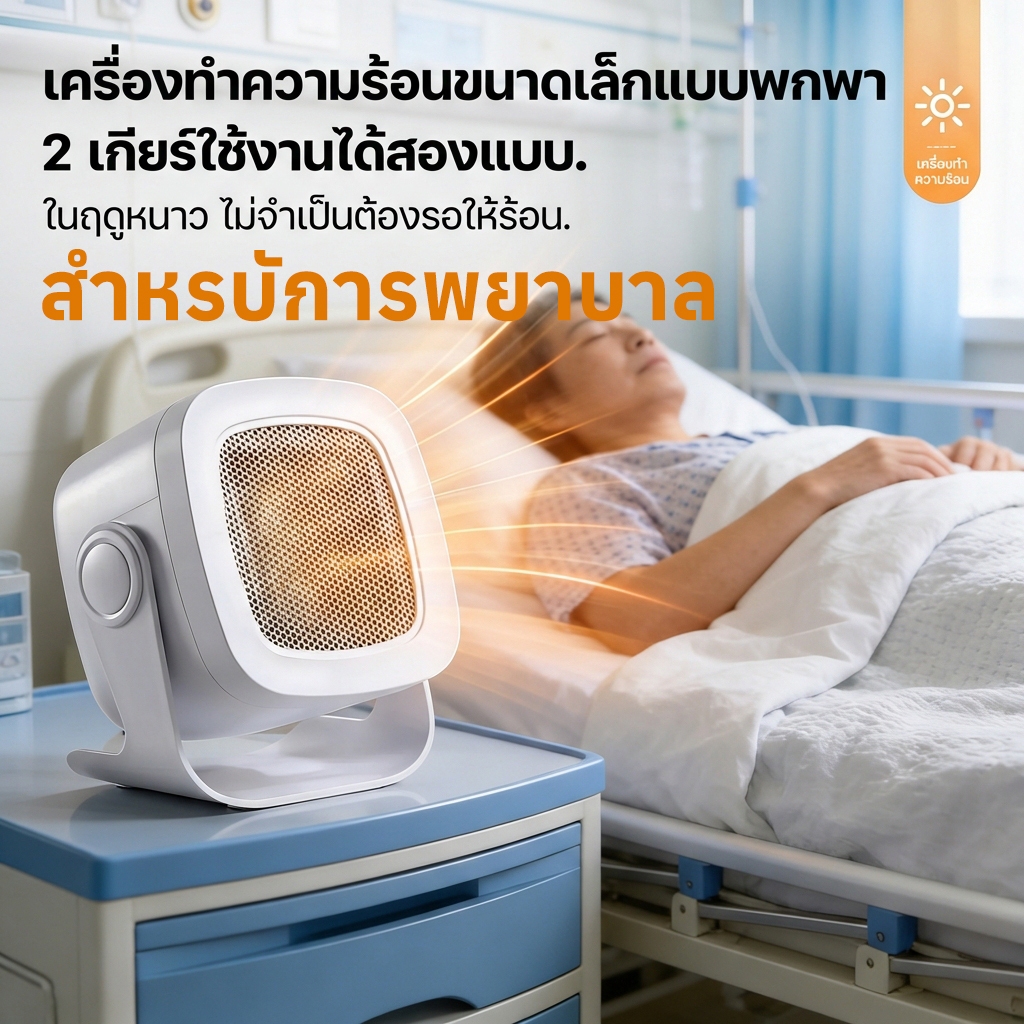 เครื่องทำความร้อนแบบ PTC 2000w วัตต์ ร้อนเร็ว ปรับมุมได้ พัดลมทำความร้อน เหมาะสำหรับใช้ในโรงพยาบาลและงานพยาบาล