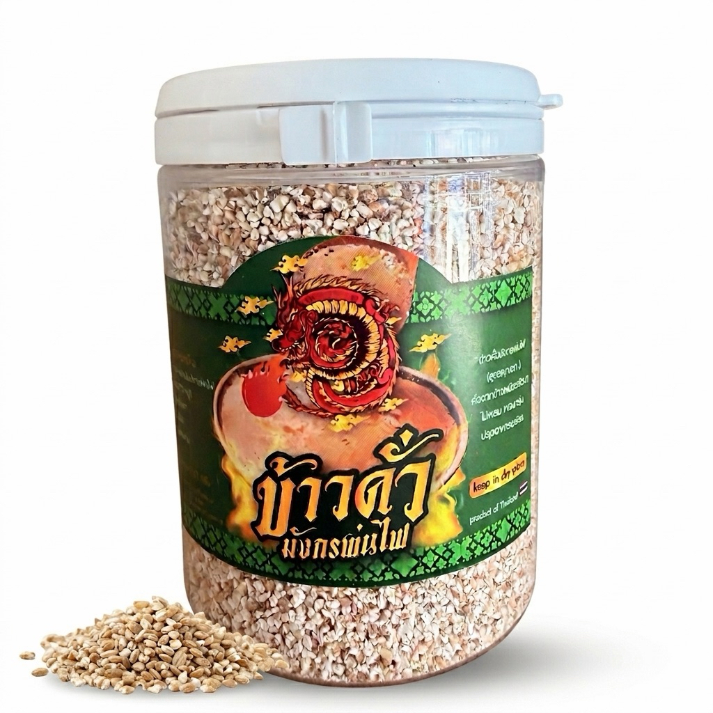 ข้าวคั่วมังกรพ่นไฟ คั่วใหม่ทุกวัน หอมเตาฟืน ข้าวคั่วโฮมเมด 100g พรีเมี่ยม(ข้าวคั่ว)
