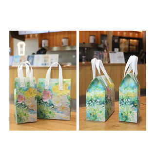 🌈10ใบ🌈ถุงเก็บความเย็น แบบ1แก้ว/2แก้ว ลายดอกไม้สวยงาม ฝากาวขยายข้างCool bagกระเป๋าเก็บอุณหภูมิ