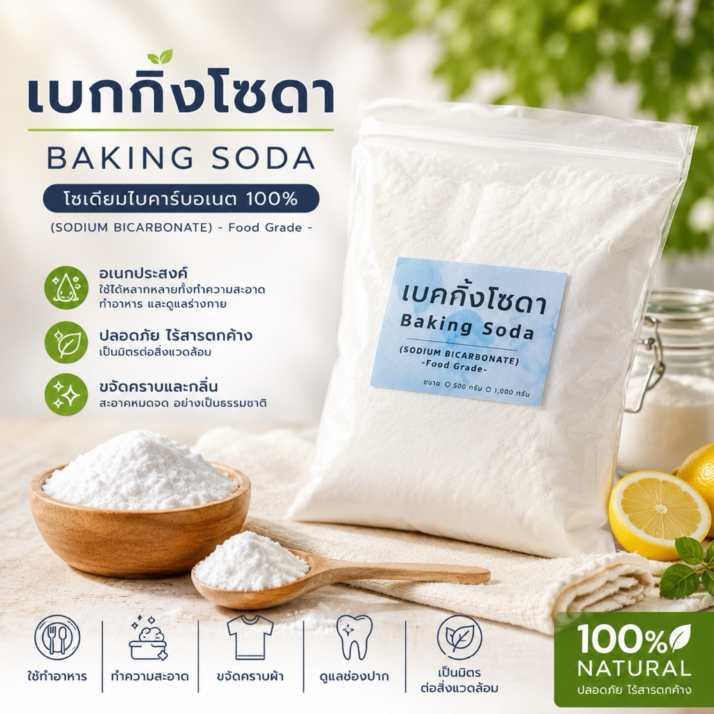เบกกิ้งโซดา ฟู้ดเกรด baking soda food grade sodium bicarbonate
