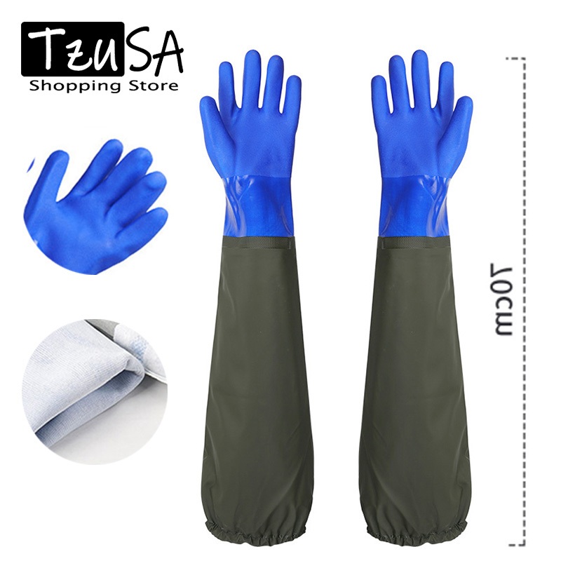 PVC Work Gloves ถุงมือประกันแรงงานยาว ยาวและหนาขึ้น กันตัด กันลื่น และทนต่อ เหมาะสำหรับใช้ในการทำงาน