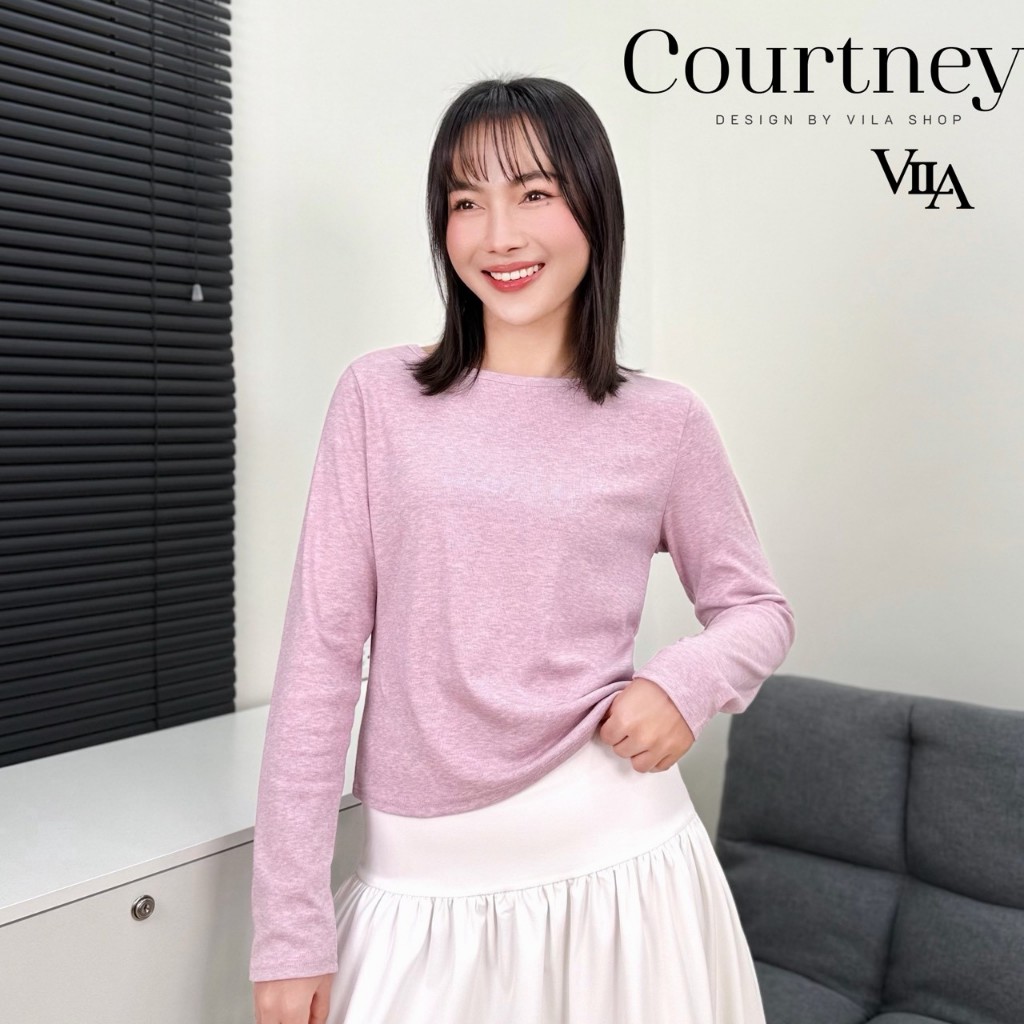 VILA I VL129 Courtney เสื้อเเขนยาวคอปาดผ้านุ่ม