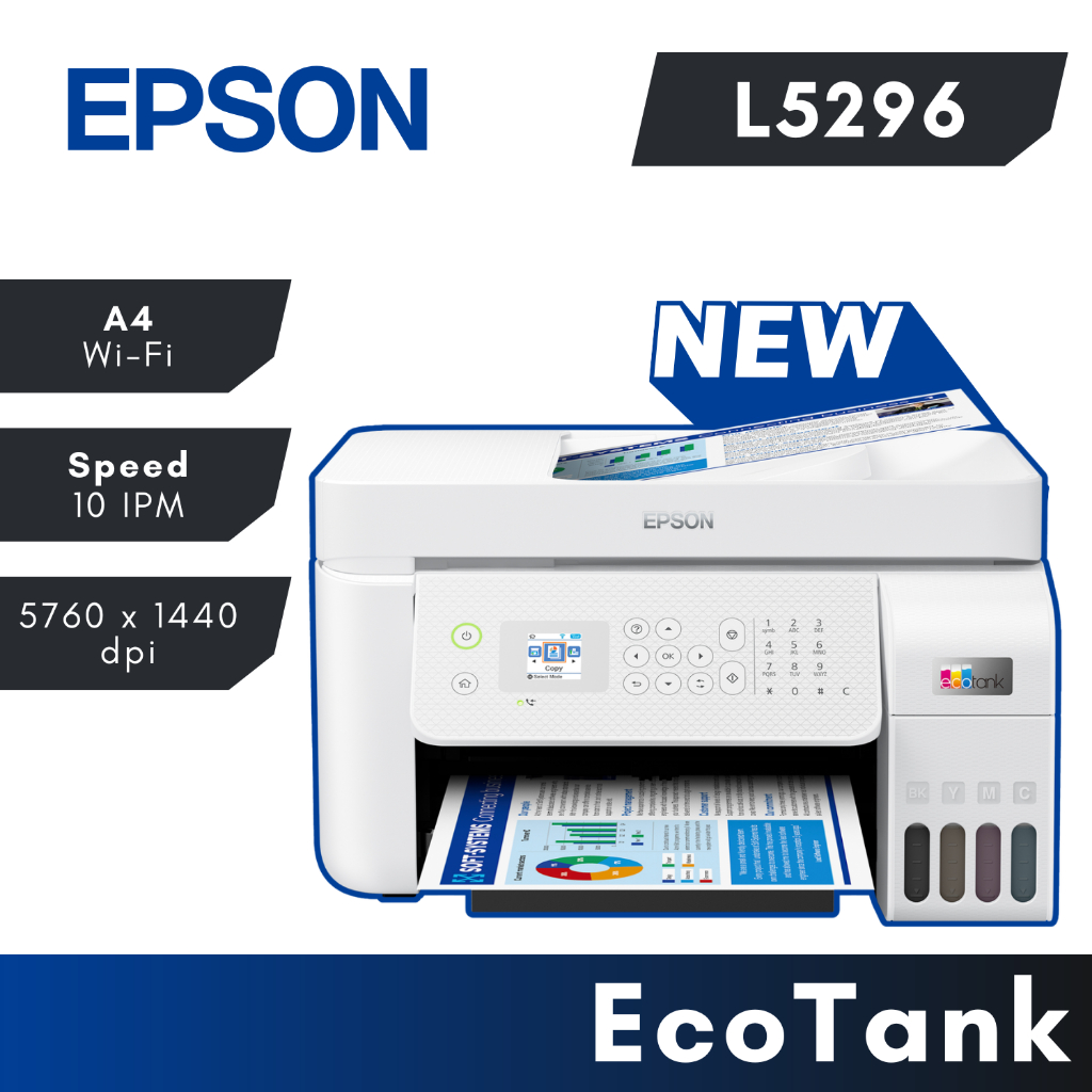 Epson EcoTank L5296 เครื่องพิมพ์มัลติฟังก์ชั่น (Print / Scan / Copy / Fax) ระบบแท็งก์เติมหมึก พร้อมหมึกแท้ 1 ชุด
