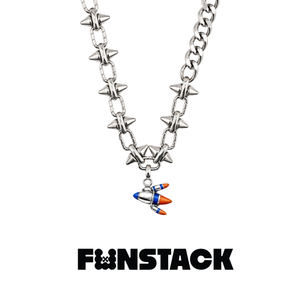 FUNSTACK สร้อยคอแบบสองเลเยอร์ Game On Rocket Silver Stainless Steel