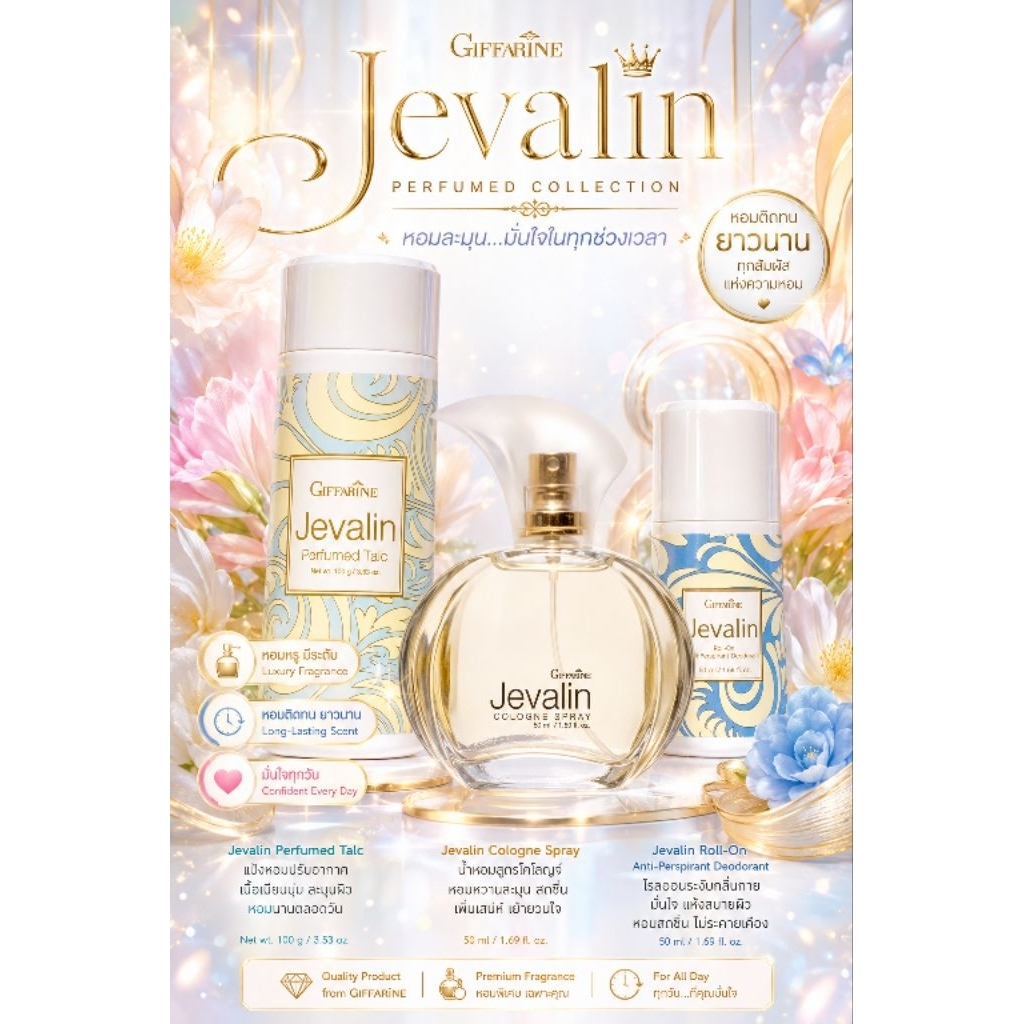 กิฟฟารีน(Javalin) เซ็ตเจวาลิน โรลออนระงับกลิ่นกาย แป้งหอมโรยตัว เจวาลิน และ เจวาลิน โคโลญจ์ สเปรย์