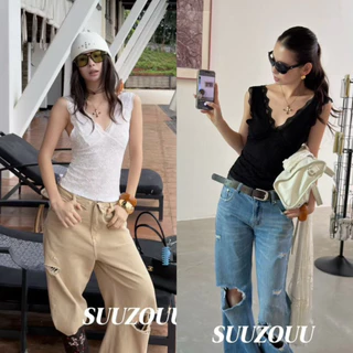 📍พร้อมส่ง📍SU275 26T🇰🇷เสื้อแขนกุด ผ้าลูกไม้ คอวีลึก สวยเซ็กซี่มากๆค่า ด้านหลังเว้า ผ้านิ่มใส่สบาย