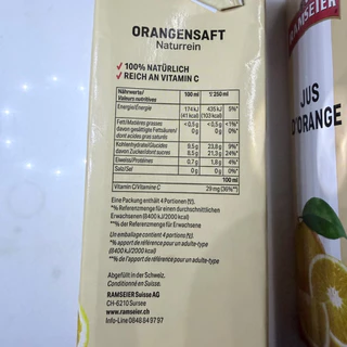 RAMSEIER น้ำส้ม 1L x 2 กล่อง แพ็คคู่ Barcode / GTIN / EAN: 7610057010766