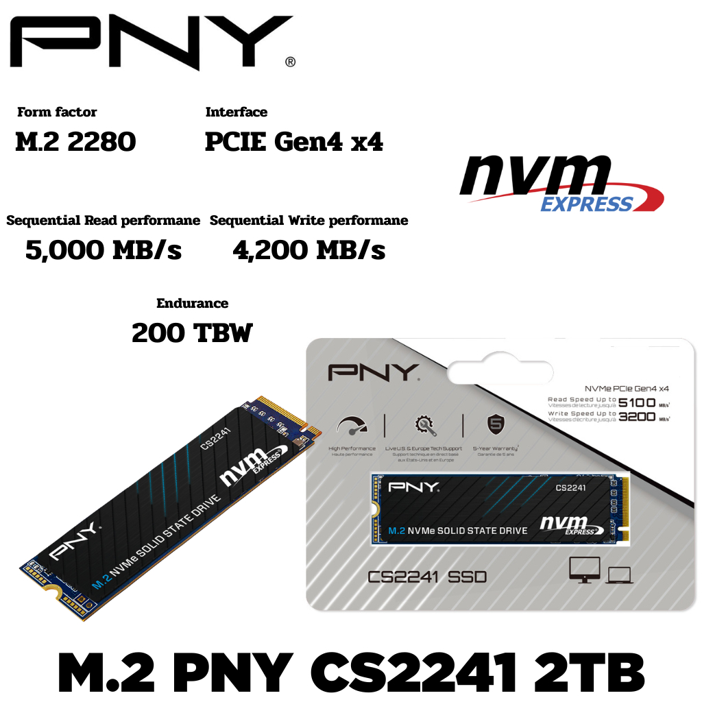 M.2 2TB SSD (เอสเอสดี)  PNY CS2241  - PCIe 4x4/NVMe M.2 2280
