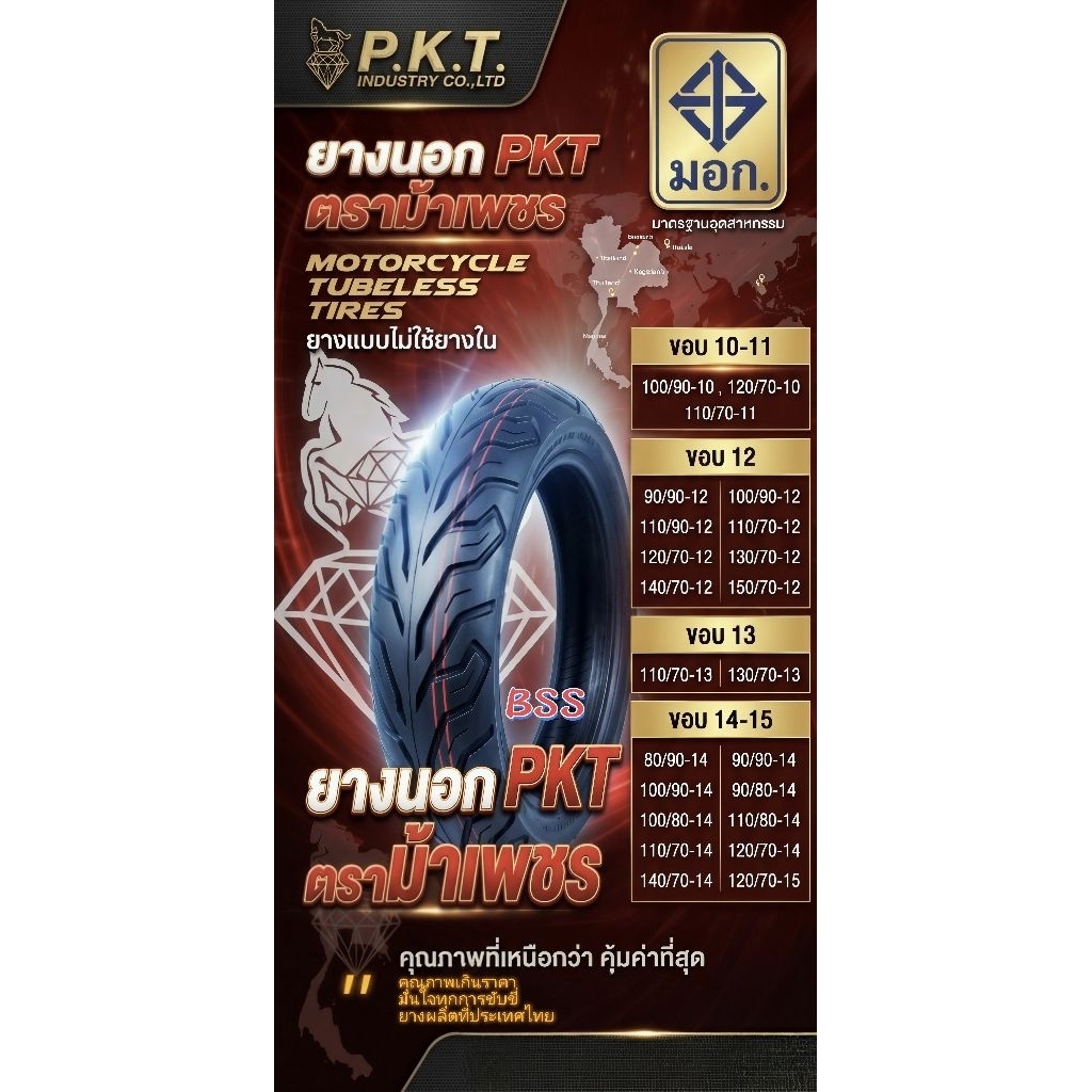 PKTยางนอกไม่ใช้ยางในขอบ10-15