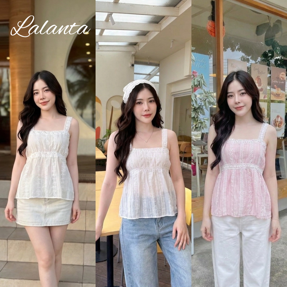 เสื้อสายลูกไม้ ผ้าโรซี่พิมพ์ลาย #FF172