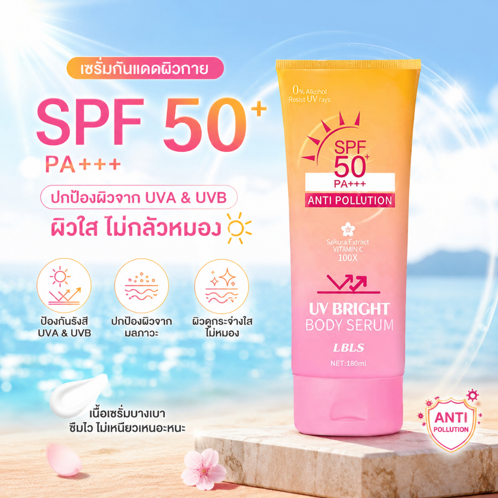 โลชั่นกันแดด 180ml SPF50+ PA++++ อ่อนโยนไม่ระคายเคือง ผิวละเอียดอ่อน