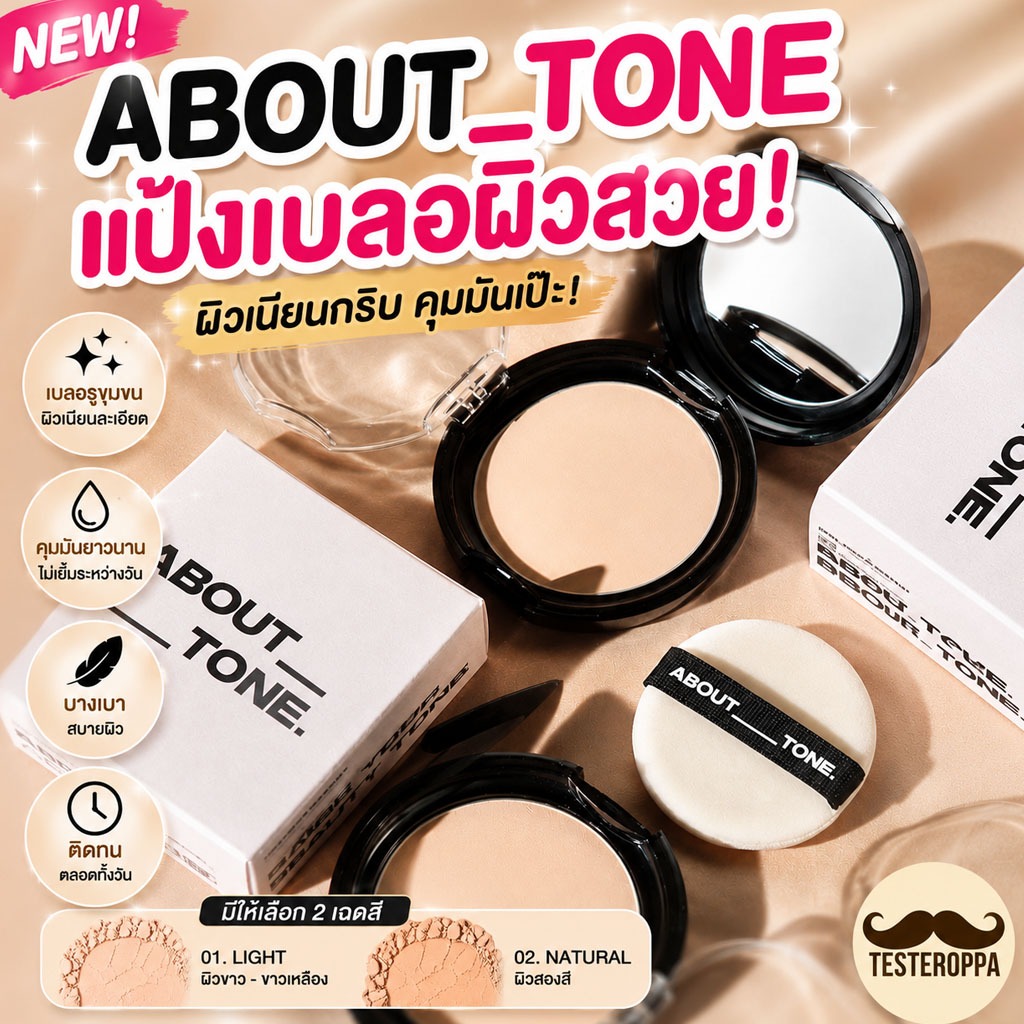 ABOUT TONE BLUR POWDER PACT 9g — แป้งพัฟเบลอผิวระดับพรีเมียมจากเกาหลี 🇰🇷