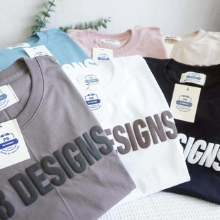 เสื้อยืดแขนสั้นPB DESIGN PB65ปั้มสกรีนนูน กำลังฮิต ผ้าคอตตอนทรงตรง คอกลม S-3XL