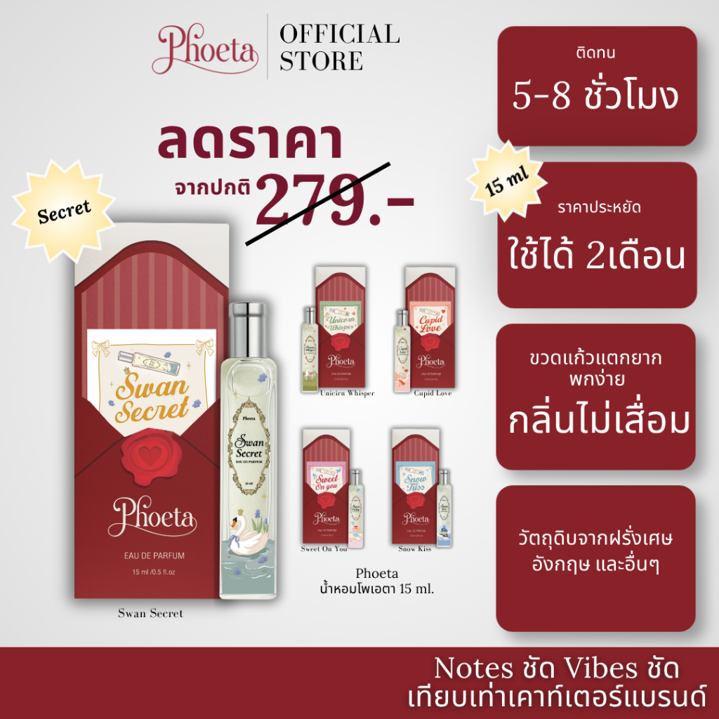 Phoeta น้ำหอมGenZ กลิ่นเทสดี และติดทน กระจายตัวดี ขนาด 15 ml.