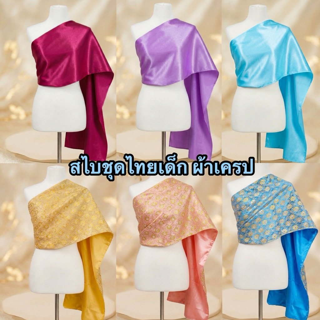 (พร้อมส่ง) สไบชุดไทยเด็ก เกาะอกสำเร็จใส่ยางยืด สวมใส่ง่าย (4-10ขวบ)