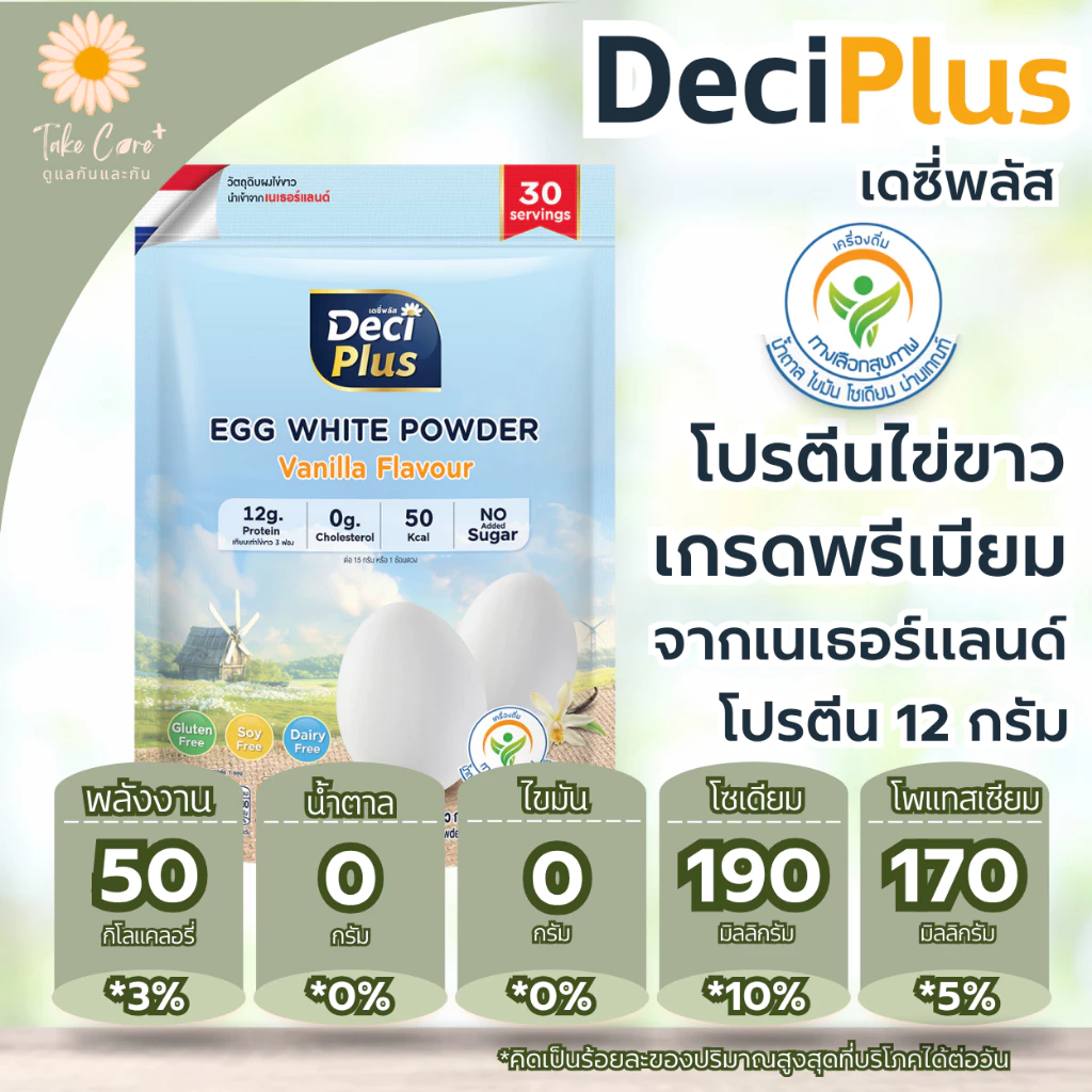 DeciPlus เครื่องดื่มโปรตีนไข่ขาวชนิดผง อัลบูมิน 450กรัม thumbnail 3