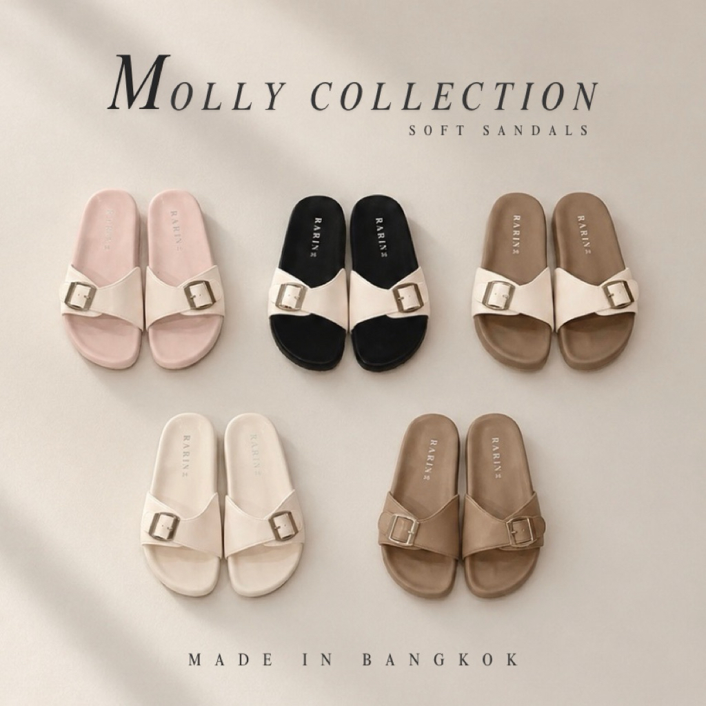 Rarin รุ่น [ MOLLY ] 36 - 41 รองเท้าแตะนุ่มสบาย **เท้าไม่เรียวบวกเพิ่ม**
