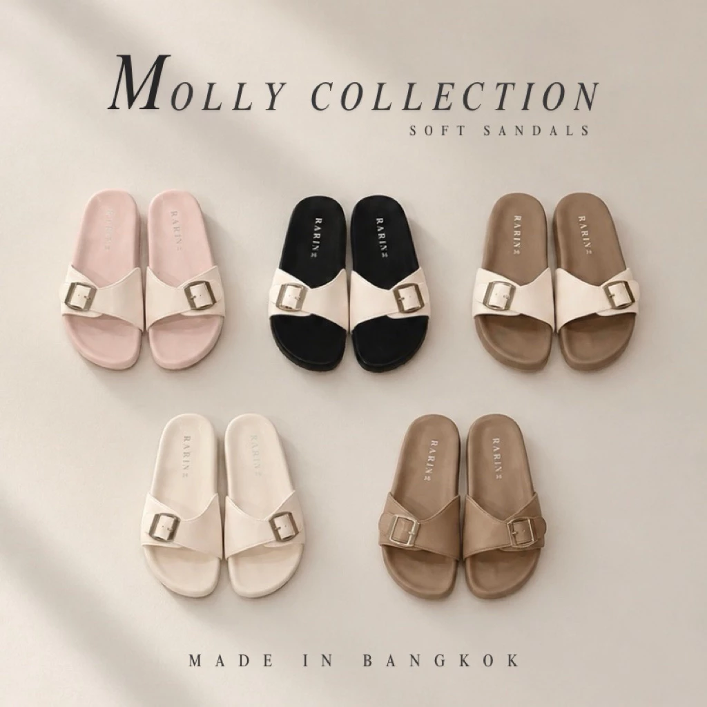 Rarin รุ่น [ MOLLY ] 36 - 41 รองเท้าแตะนุ่มสบาย **เท้าไม่เรียวบวกเพิ่ม**