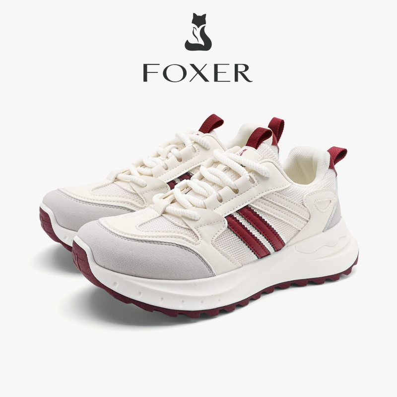 FOXER องเท้าสนีกเกอร์ผู้หญิง ผ้าตาข่ายระบายอากาศ พื้นหนาสบาย ใส่เรียน ทำงาน ท่องเที่ยวได้ทุกลุค