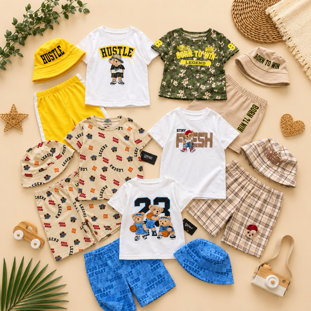 ชุดเด็ก set 3ชิ้น (เสื้อ+กางเกง+หมวก)12m-4T