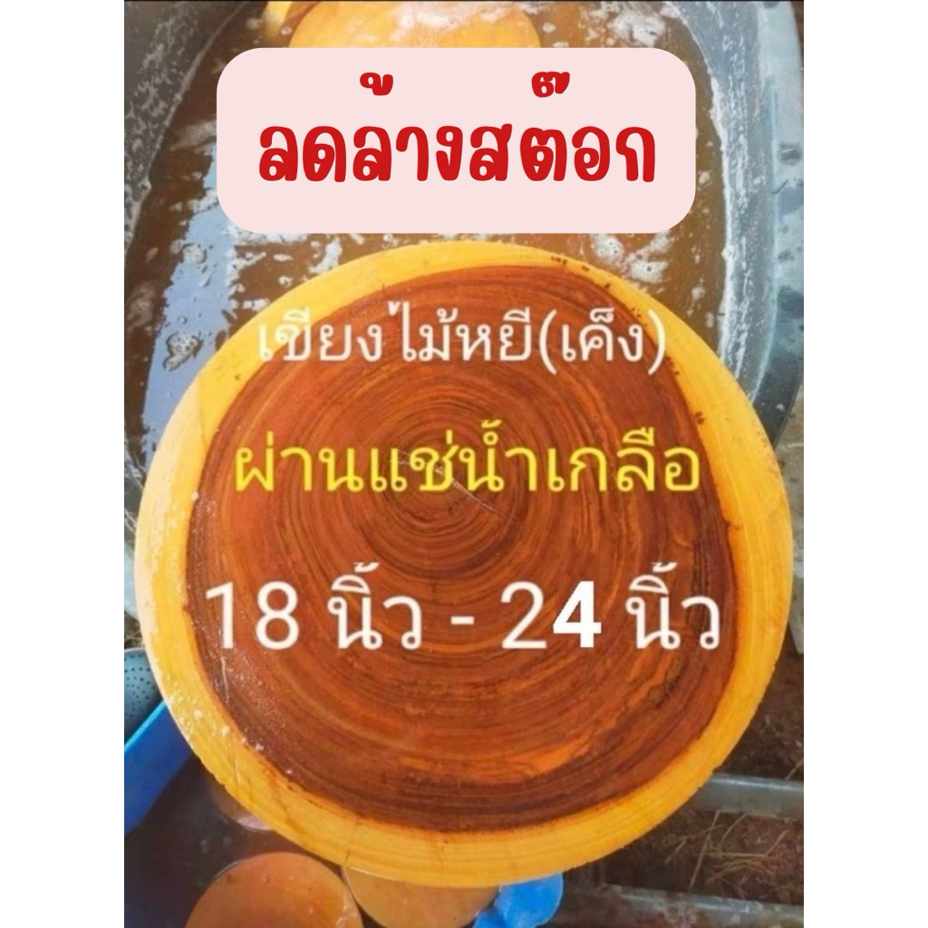 สินค้าราคาพิเศษ√เขียงไม้หยี(เค็ง)แท้แช่น้ำเกลือขนาด 18 - 21 นิ้วหนา  3.5-4 นิ้วขึ้นไป