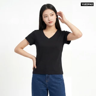 Yuedpao Ultrasoft Non-Iron 2026 (Women) - V Neck สี Black เสื้อยืดคอวีผู้หญิง สีดำ ผ้านุ่ม ใส่สบาย ไม่ต้องรีด