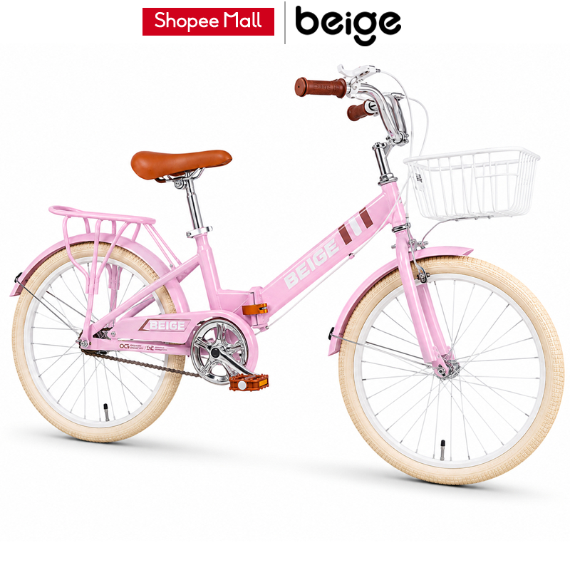 Beige จักรยานเด็ก จักรยานพับได้ จักรยานเด็กผู้หญิง สีชมพู จักรยานเด็กโต 18/20/22นิ้ว ตะกร้าจักรยาน
