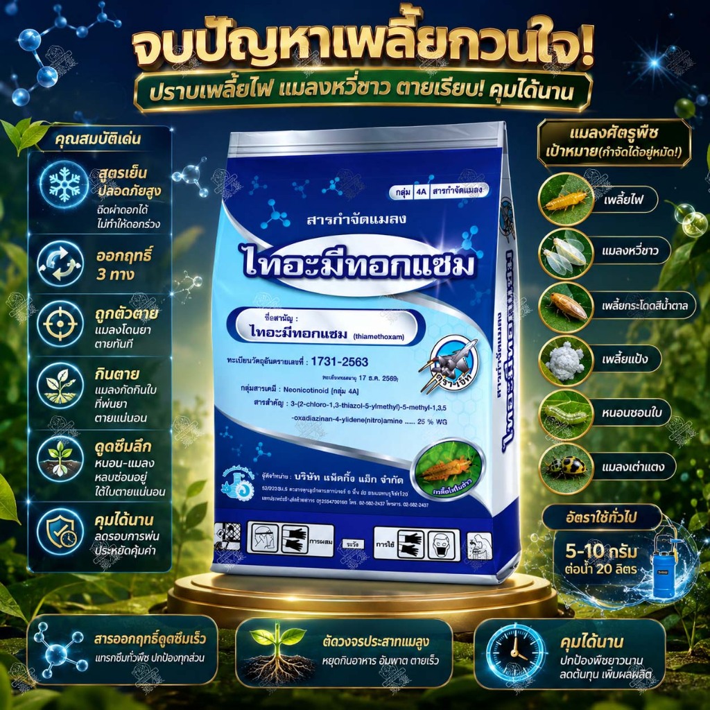 🚀 18ซอง 🚀 ไทอะมีทอกแซม 25% WG ตราเจ็ท 1 กิโลกรัม ยากำจัดแมลงปากดูด เพลี้ยไฟ เพลี้ยแป้ง แมลงหวี่ขาว