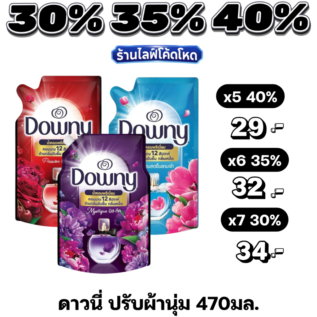 🏷️Live 35%40% น้ำยาปรับผ้านุ่ม Downy ดาวน์นี่ สูตรเข้มข้น 470 มล. หอมติดทนนาน ลดกลิ่นอับชื้น