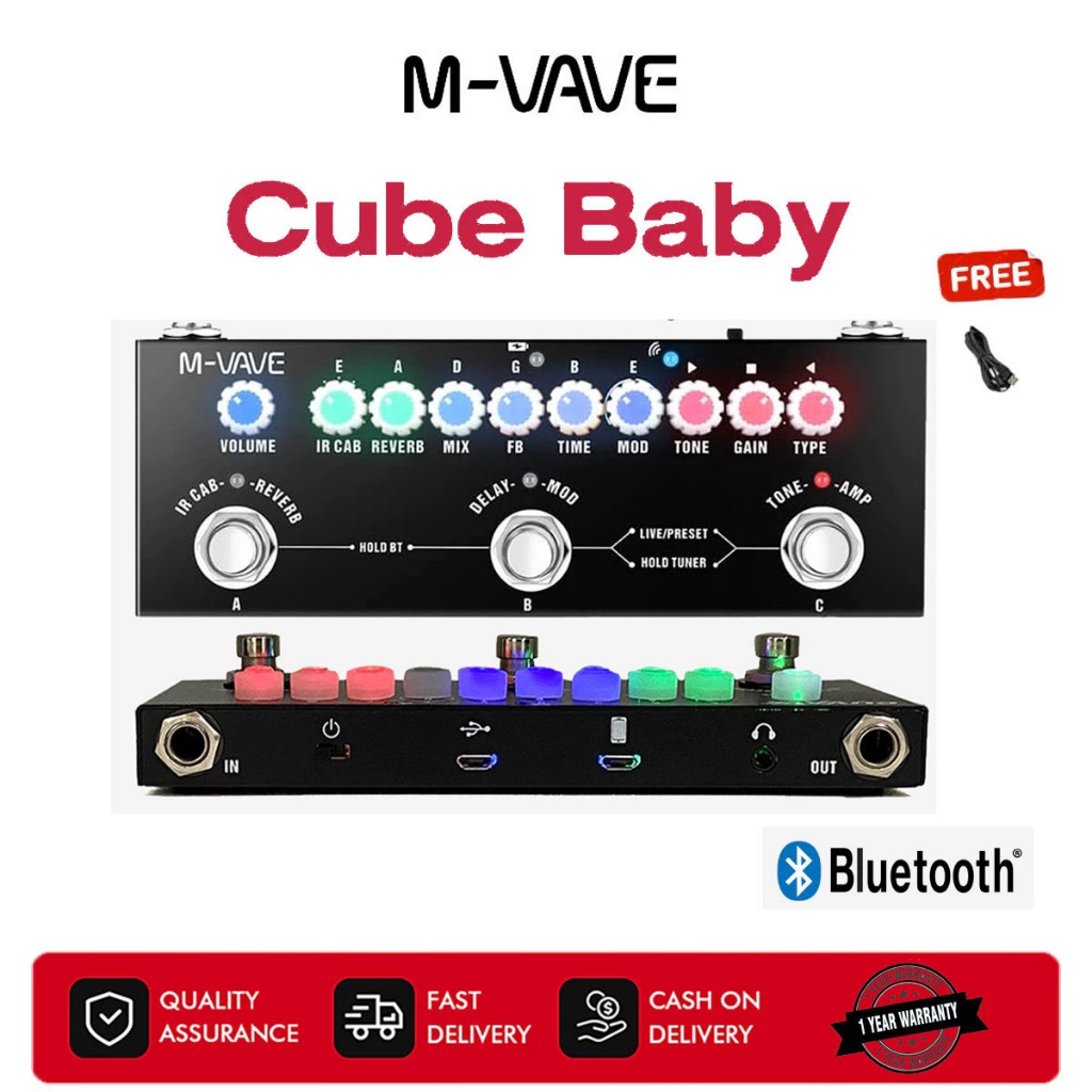 M-VAVE CUBE BABY แป้นเหยียบเอฟเฟคกีตาร์ไฟฟ้า แบบพกพา อเนกประสงค์ จัดส่งในพื้นที่