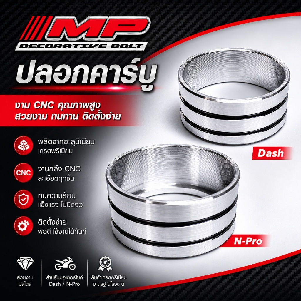 ปลอกคาบู ปลอกคาร์บู มิเนียมแดช เอ็นโปร dash N-pro