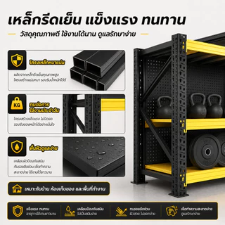 JJM ชั้นวางของ Pegboard ชั้นเหล็ก 4 ชั้น อเนกประสงค์ ปรับระดับได้ จัดวาง DIY แข็งแรง กันสนิม ใช้ในบ้าน