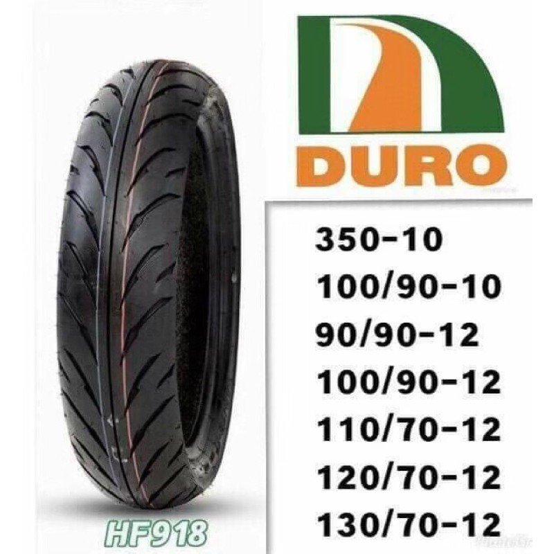 ยางนอก DURO เบอร์ 90/90-12 TL , 110/90-12 TL , 110/70-12 TL ลายลูกศร HF918 ไม่ใช้ยางใน ขอบ12 ยางรถมอ