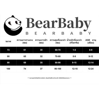 BEAR BABY ชุดเอี๊ยมเด็ก สุดน่ารัก เหมาะสำหรับเด็กผู้หญิงและเด็กผู้ชาย ไม่อึดอัด พร้อมส่ง ไซส์73-100