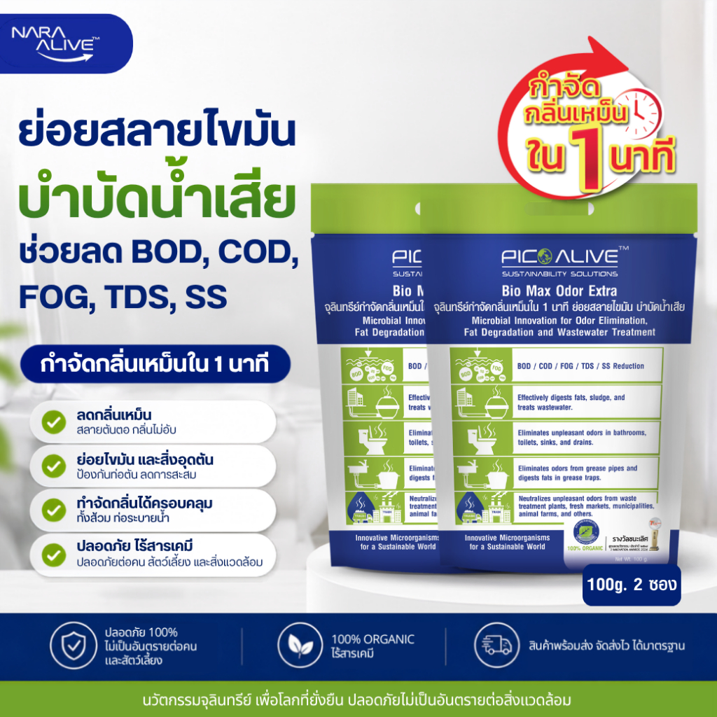Bio Max 200 g. จุลินทรีย์แก้ส้วมเต็มท่อตัน ดับกลิ่นใน 1 นาที ไม่ต้องดูดส้วม ย่อยสลายไขมัน