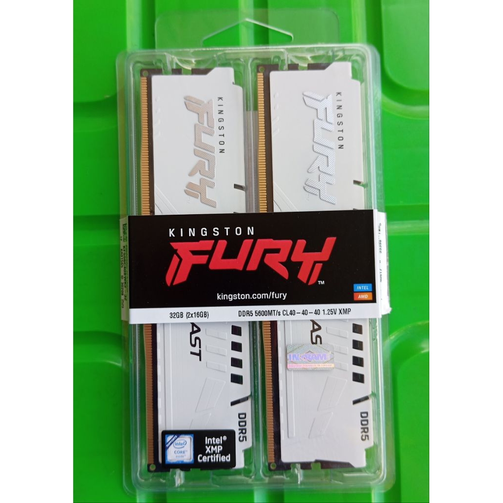 32GB (16X2) แรม KINGSTON FURY BEAST WHITE DDR5 BUS 5600 ประกัน LIFETIME (มือสอง)