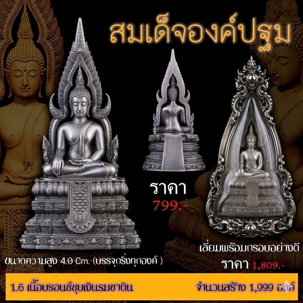 🚩#สมเด็จองค์ปฐม ปี 2568
 🔸️รายการที่ 1.6 #เนื้อบรอนซ์ชุบเงินรมซาติน

