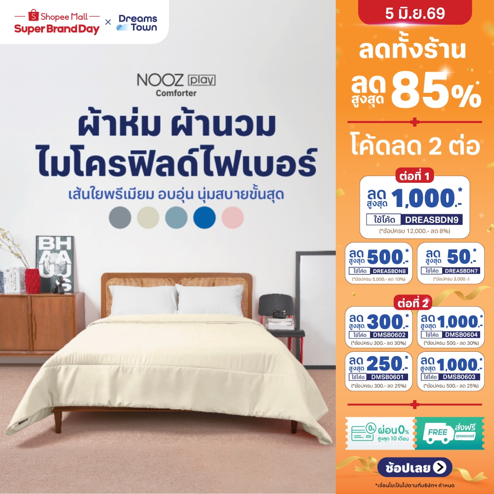 Nooz Play ผ้านวม ผ้าห่ม สัมผัสนุ่ม ไม่บาดผิว ทำจากผ้าไมโครฟิลด์ 100% มี 5สี เทา เบจ ฟ้า ฟ้าเข้ม ชมพู รุ่น Comforter