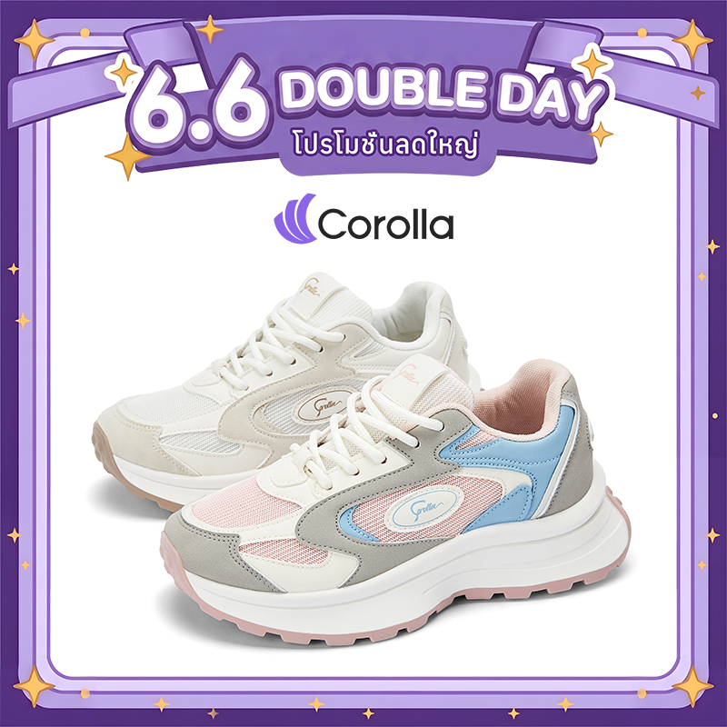 Corolla รองเท้าผ้าใบแฟชั่นลำลอง ดูดซับแรงกระแทก ต้านเชื้อแบคทีเรีย วัสดุหนังพียู พื้นนิ่มใส่สบาย เผื่อ1ไซส์เท้า