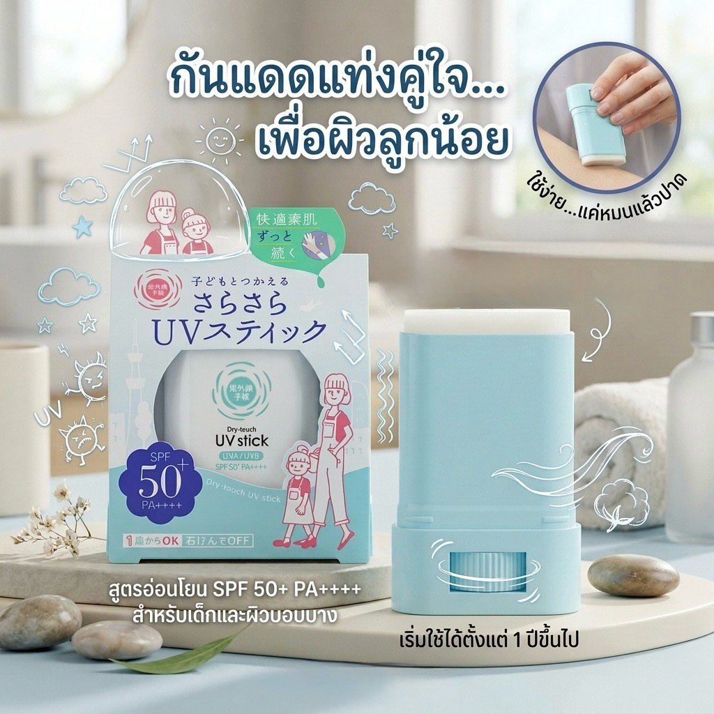 พร้อมส่งในไทย Ishizawa Shigaisen Yohou Dry-touch UV Stick SPF50+ PA++++