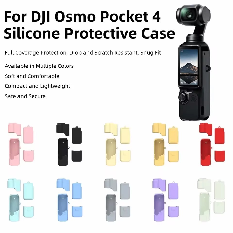 For DJI Osmo Pocket 4 Silicone Case 5 in 1 Case Set for POCKET 4