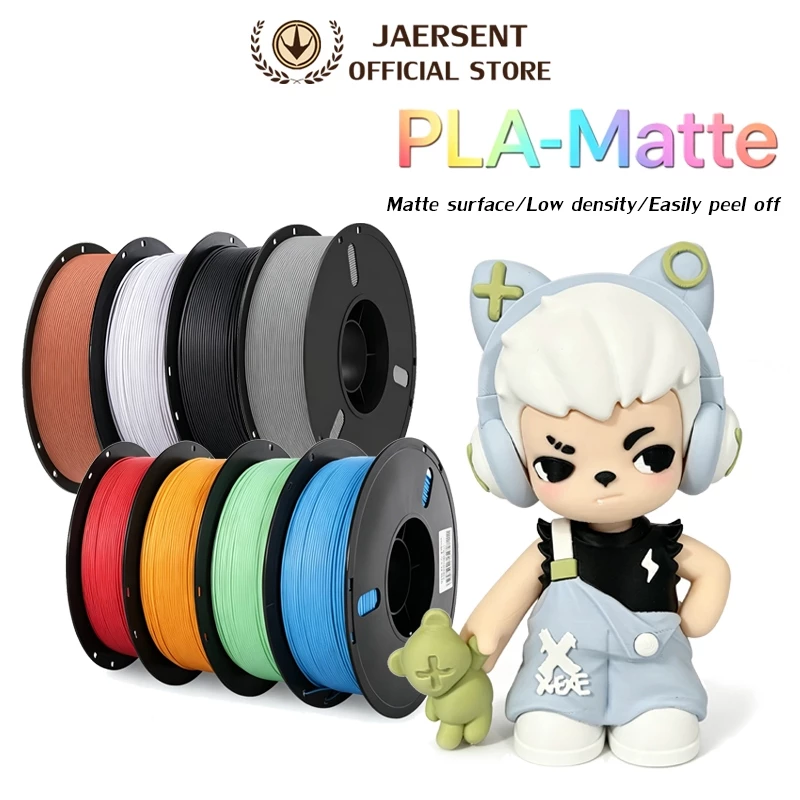 JAERSENT วัสดุการพิมพ์ 3 มิติ PLA-Matte 3D Printer Filament 1.75mm Dimensional Accuracy +/- 0.02 mm 1KG