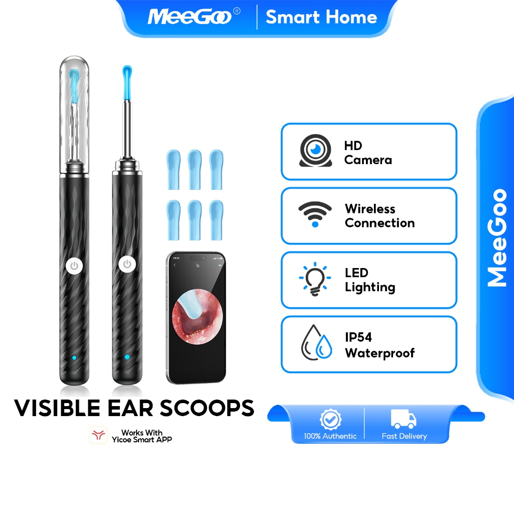 MeeGoo ไม้แคะหูมีกล้อง ที่แคะหูWIFI  ไฟLED Smart Visual Ear Stick กันน้ำIP67 ชุดแคะหู