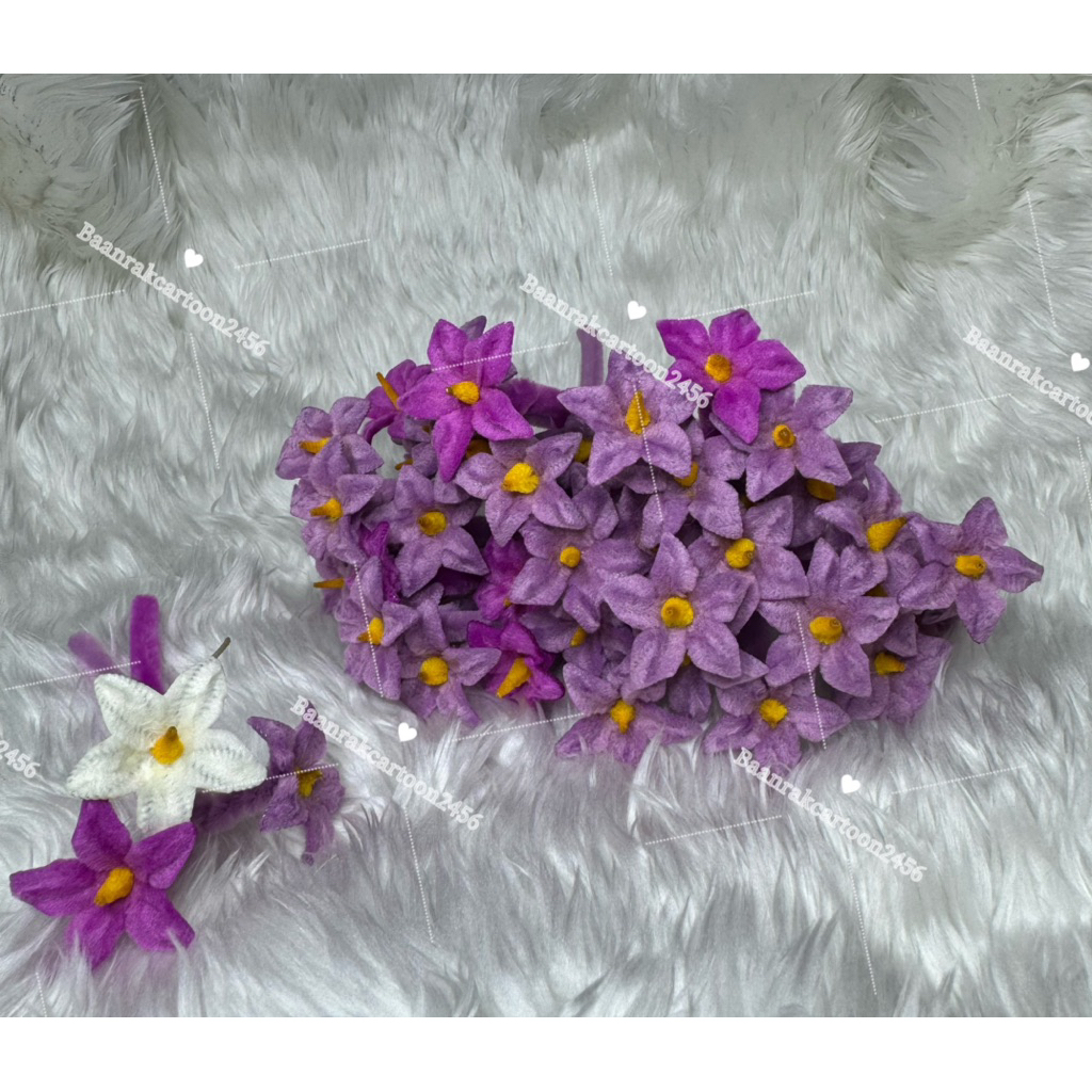 ดอกมะเขือ จากลวดกำมะหยี่ รีดกลีบ คละสี (สอบถามเพิ่มเติมหรือระบุสีในช่องแชท) พร้อมส่ง