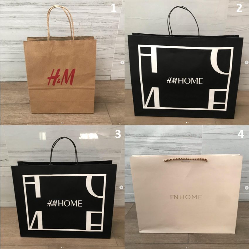 ถุงกระดาษ ถุง แบรนด์ H&M , H&M HOME  และ FN HOME ของแท้ ใส่เสื้อ ใส่ของ ซื้อจาก shop เอง สภาพสวย
