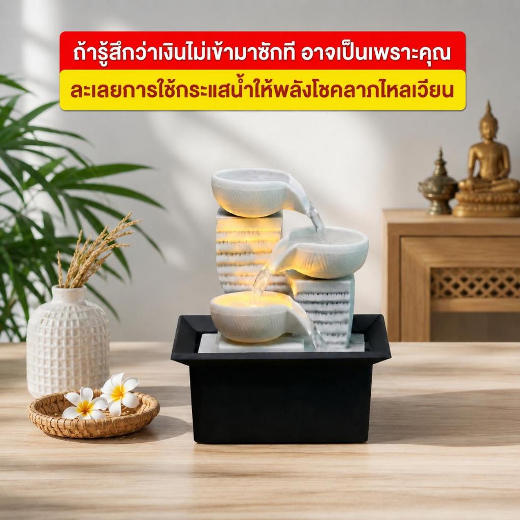 น้ำพุตั้งโต๊ะ น้ำพุฮวงจุ้ยมินิมอล เสริมดวงโต๊ะทำงาน สายมู เรียกทรัพย์ มีไฟLED เสียงเงียบ บางบ้านเงินไม่เข้า เพราะพลังงาน