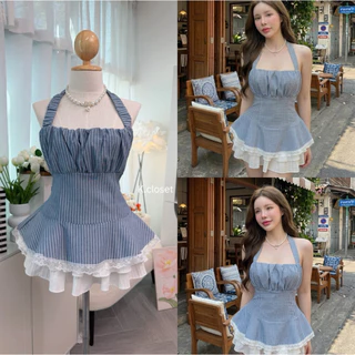 🎀Faye Bow Top🎀เสื้อสายเดี่ยวผูกคอทรงเข้ารูป ลายจุด (polka dot)สาวอวบใส่ได้อกถึง 42