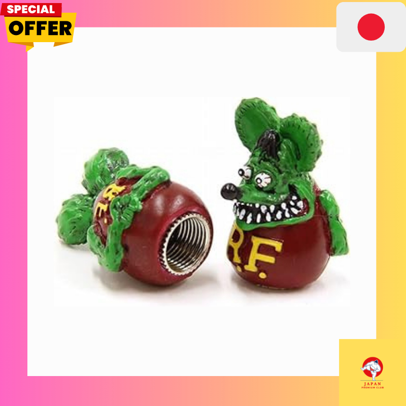 MOONEYES Rat Fink Air Valve Caps Green 2-Piece Set _ AC-RAF280GR-MON