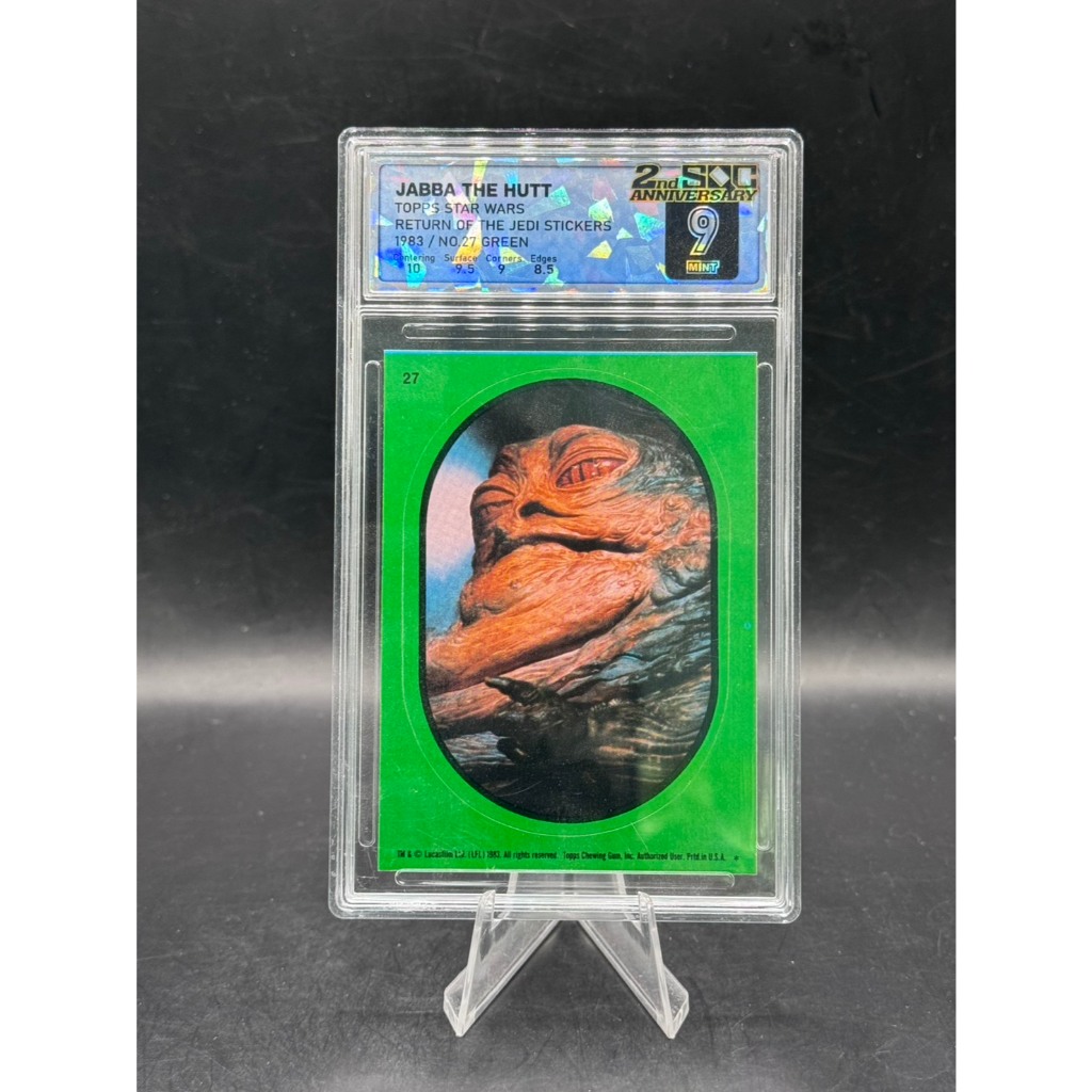 Jabba The Hutt (No.27 Green) - Topps Star Wars: Return of the Jedi Stickers 1983 - Graded SQC 9 Mint